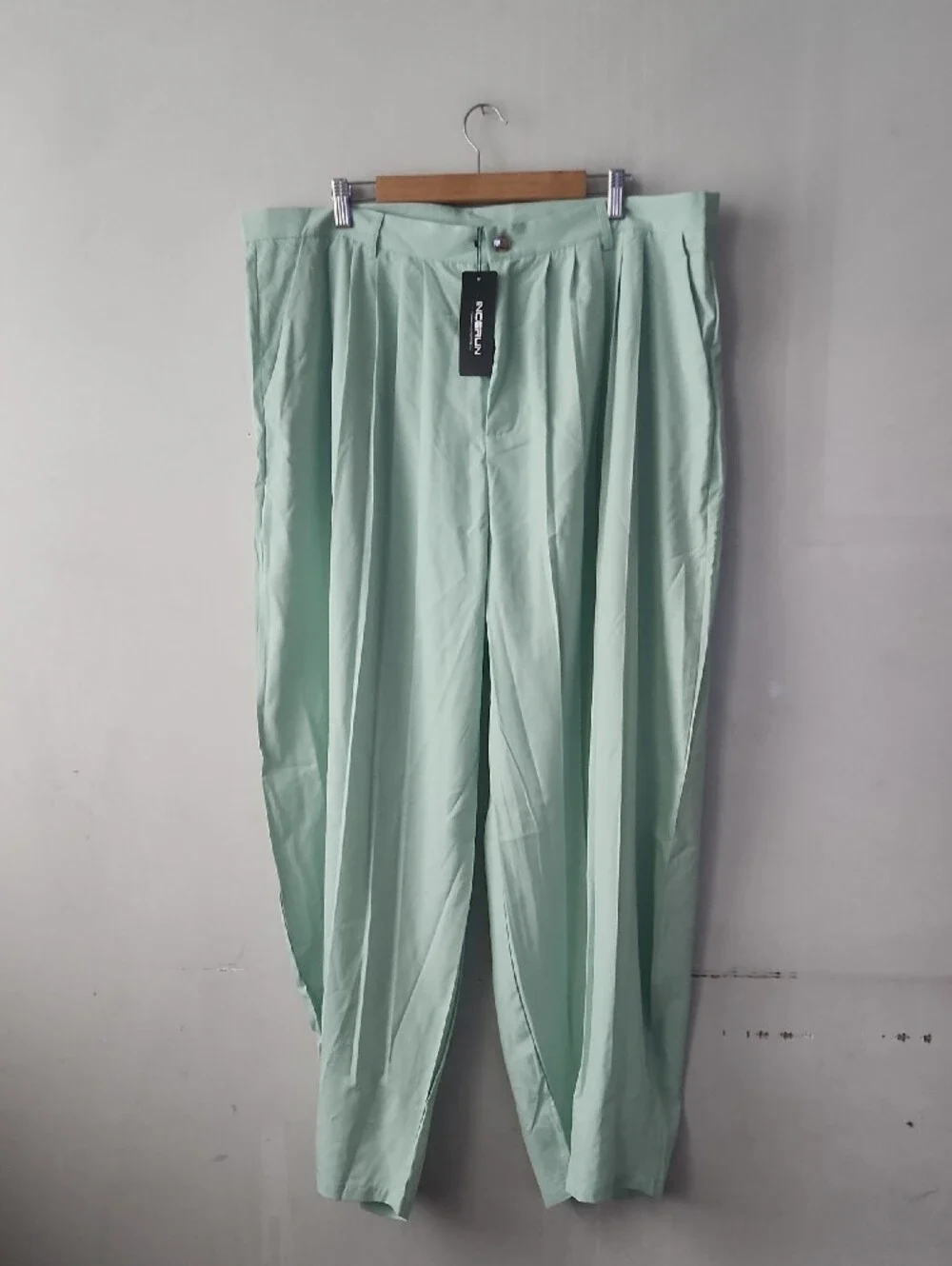 Men's Mint Green Pleated Dress Pants